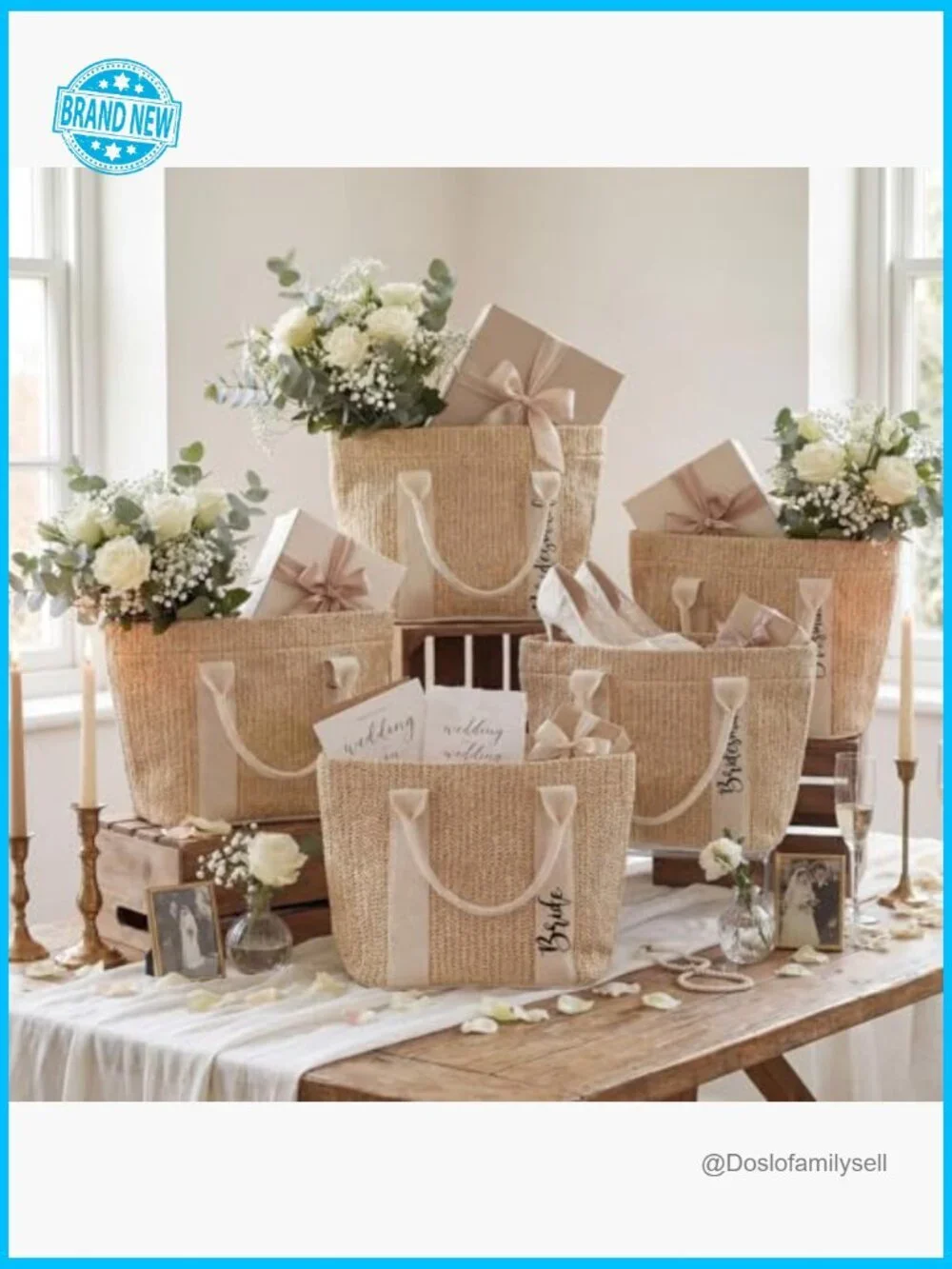 Straw Tote Bag Set Bachelorette Beach Tote Bridal Party Gift Handwoven Handbags